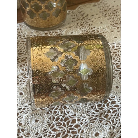 5 Culver Valencia Lowball Glasses MCM Gold Gilded Barware Rocks Clean! - Picture 3 of 4